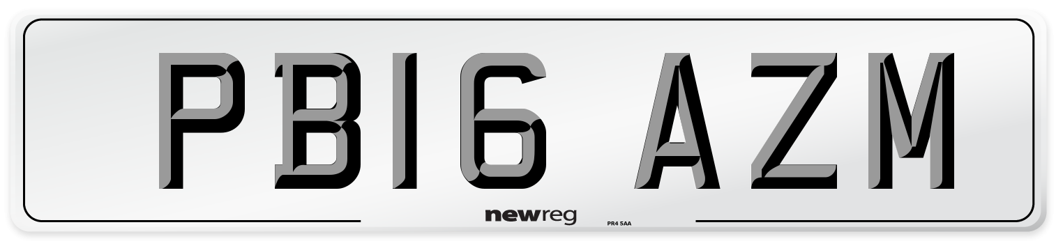 PB16 AZM Number Plate from New Reg